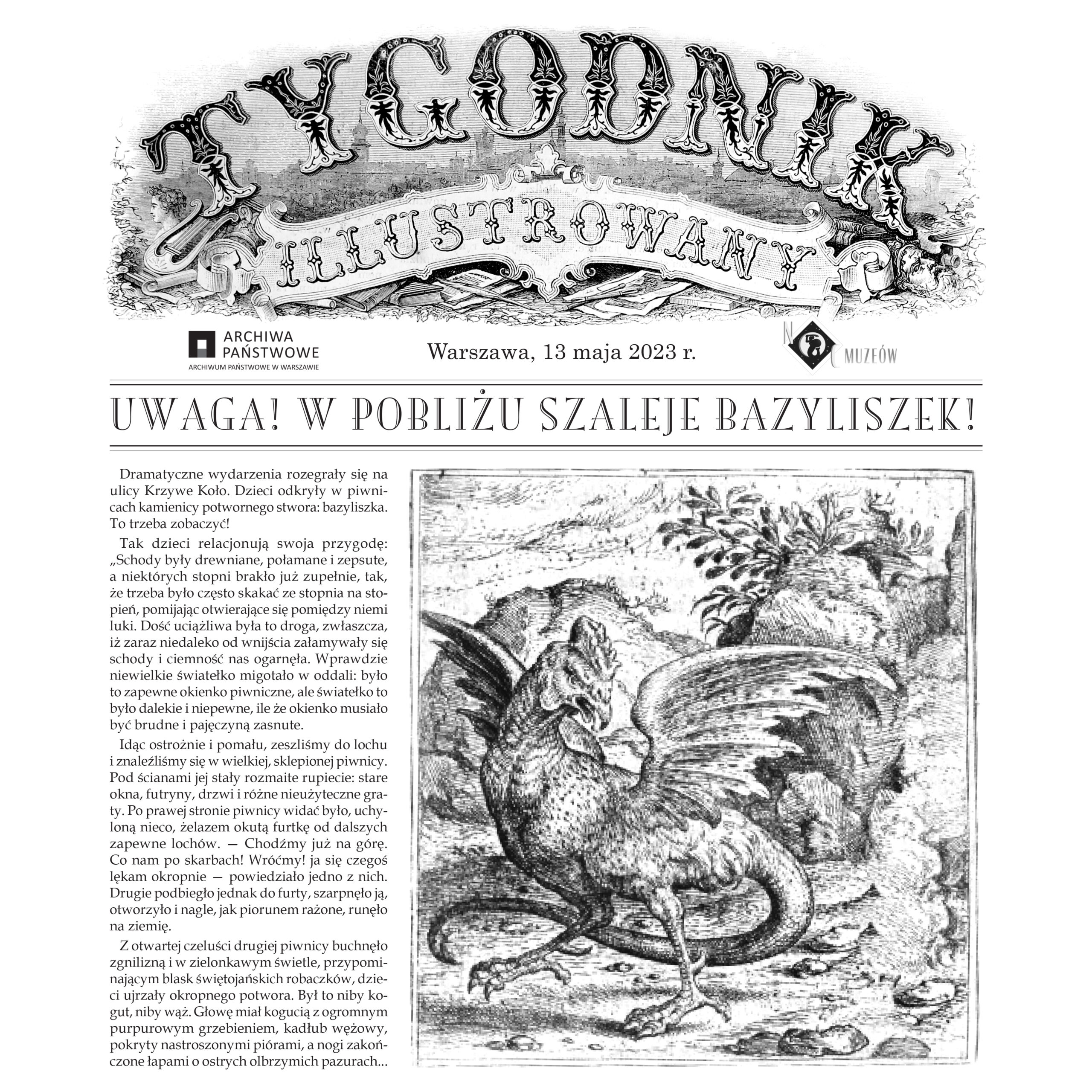 Stara Gazeta - Uwaga w pobliży szaleje bazyliszek