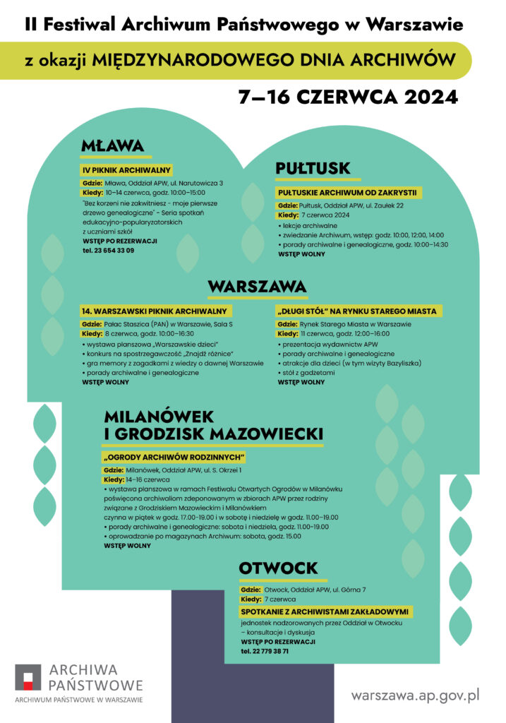 Plakat informujący o Międzynarodowym Dniu Archiwów