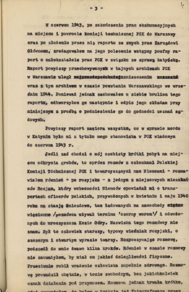 Karta z tekstem pisanym na maszynie w języku polskim