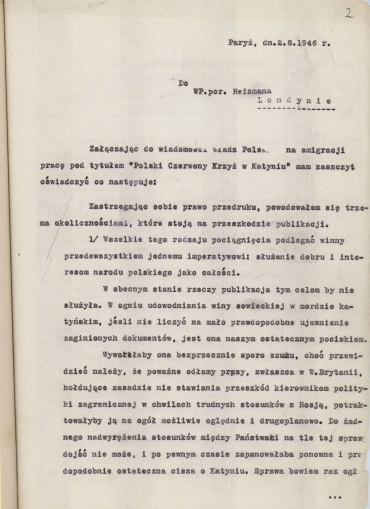 Karta z tekstem pisanym na maszynie w języku polskim